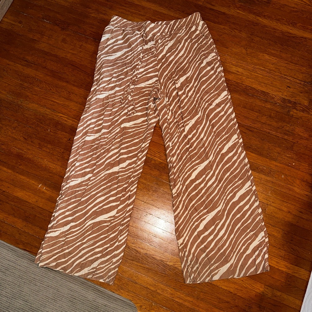 Brown and White Zebra Pants